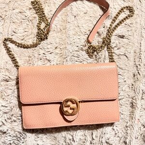 Elegant Pink Leather Crossbody Bag